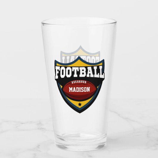 Aangepaste naam Football Logo Glas (Voorkant)