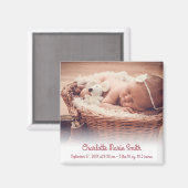 Aangepaste Naam Foto Baby Meisje Geboorteaankondig Magneet (Voorkant / Achterkant)