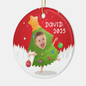 Aangepaste naam + foto bericht me -Kerstornament Keramisch Ornament (Links)