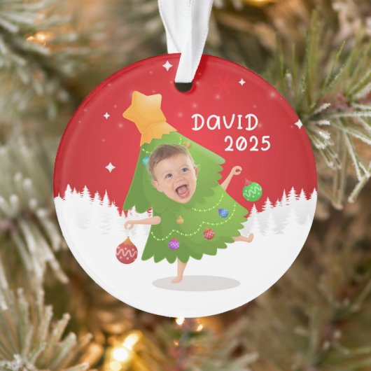 Aangepaste naam + foto bericht me -Kerstversiering Ornament (Boom)
