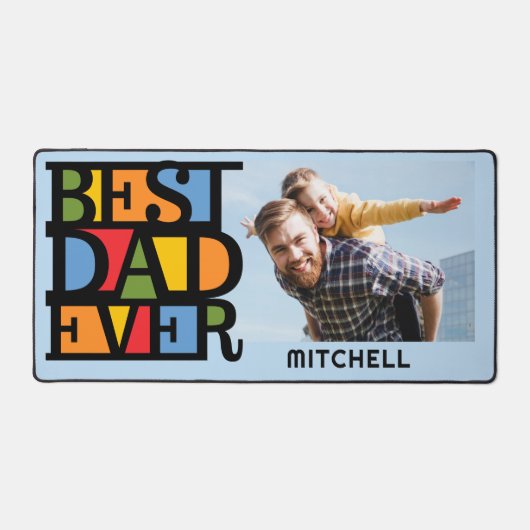 Aangepaste naam & foto Beste papa ooit Bureaumat (Voorkant)