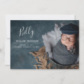 Aangepaste naam Foto Collage Baby Boy Newborn Birt Aankondiging (Voorkant)