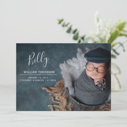 Aangepaste naam Foto Collage Baby Boy Newborn Birt Aankondiging (Staand voorkant)