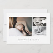 Aangepaste naam Foto Collage Baby Boy Newborn Birt Aankondiging (Achterkant)