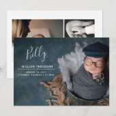 Aangepaste naam Foto Collage Baby Boy Newborn Birt Aankondiging (Voorkant / Achterkant)