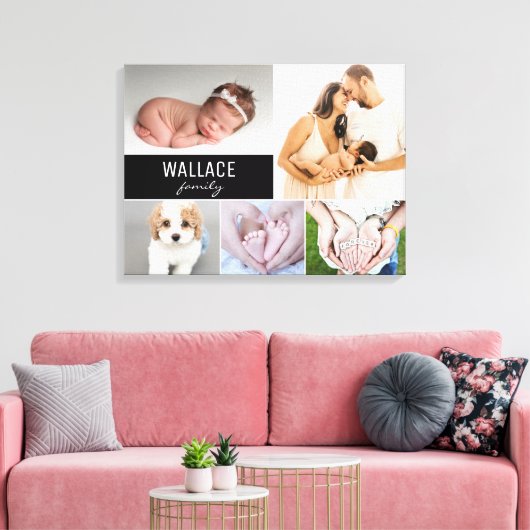 Aangepaste naam foto collage Canvas afdrukken (Insitu (Woonkamer))