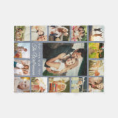 Aangepaste naam foto Collage Modern Dusty Blue Fleece Deken (Voorkant (Horizontaal))