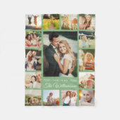 Aangepaste naam foto Collage Modern Gift Green Fleece Deken (Voorkant)