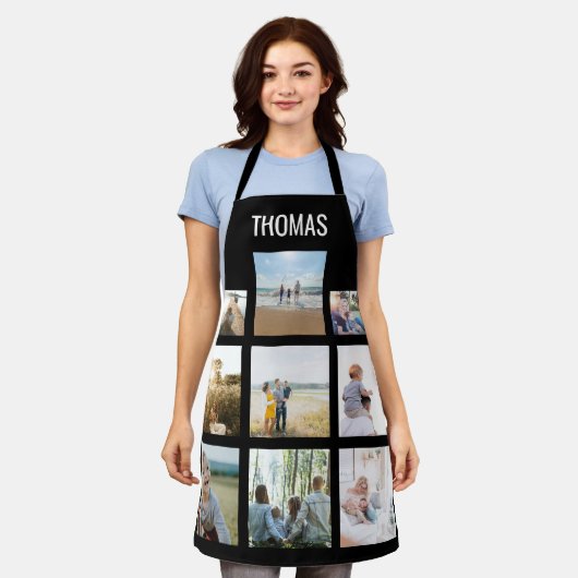Aangepaste naam foto foto-collage schort (Gedragen)