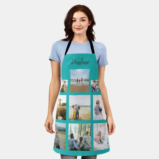 Aangepaste naam foto foto-collage schort (Gedragen)