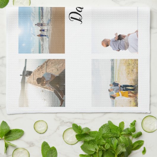 Aangepaste naam foto foto-collage theedoek (Gevouwen)