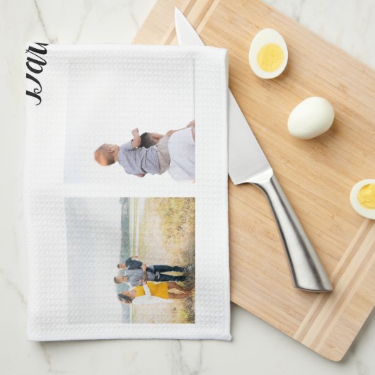Aangepaste naam foto foto-collage theedoek (Quarter Fold)