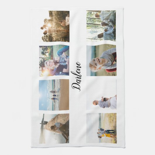 Aangepaste naam foto foto-collage theedoek (Verticaal)