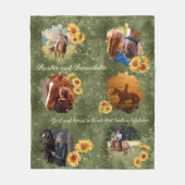 Aangepaste naam Foto Groen met Zonnebloem Accent Fleece Deken (Voorkant)