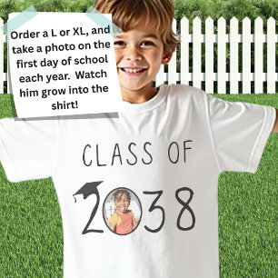 Aangepaste naam, foto, handafdruk klasse van 2038 t-shirt