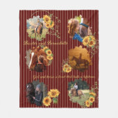 Aangepaste naam Foto Paard Pet Bourgondië Gestreep Fleece Deken (Voorkant)
