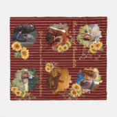 Aangepaste naam Foto Paard Pet Bourgondië Gestreep Fleece Deken (Voorkant (Horizontaal))
