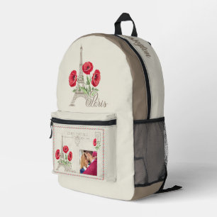 Aangepaste naam & foto Parijs Frankrijk Bedrukte Rugzak