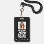 Aangepaste naam foto QR-code verjaardagsfeest pers Badge (Achterkant met lanyard)