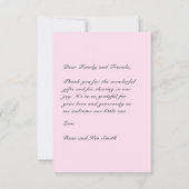 Aangepaste naam foto, roze rozen baby bedank kaart (Achterkant)
