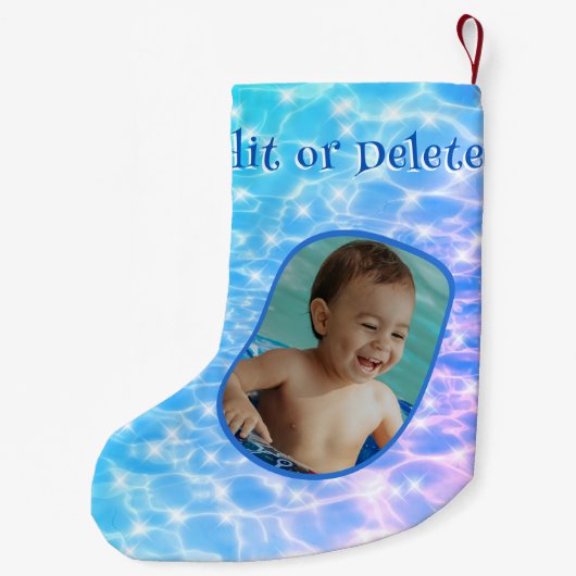 Aangepaste naam Foto Sparkling Water Ripples Zwemm Kleine Kerstsok (Achterkant)