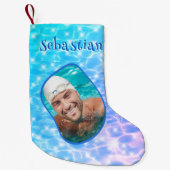 Aangepaste naam Foto Sparkling Water Ripples Zwemm Kleine Kerstsok (Voorkant)