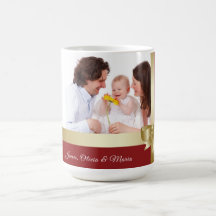 Aangepaste naam & foto vakantie rood, gouden strik