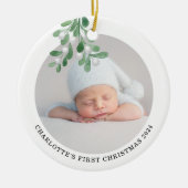 Aangepaste naam Foto voor baby's Eerste Kerstmis W Keramisch Ornament (Voorkant)