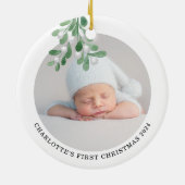 Aangepaste naam Foto voor baby's Eerste Kerstmis W Keramisch Ornament (Achterkant)