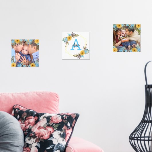 Aangepaste naam foto Wildflower Afdrukken Muurkunst Sets (Woonkamer)