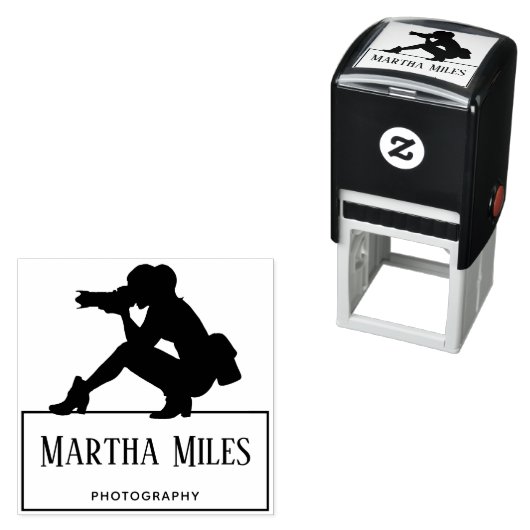 Aangepaste naam Fotografie Vrouw Fotograaf Logo Zelfinktende Stempel (In situ)