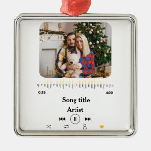 Aangepaste naam & fotoliefhebber voor het paar metalen ornament