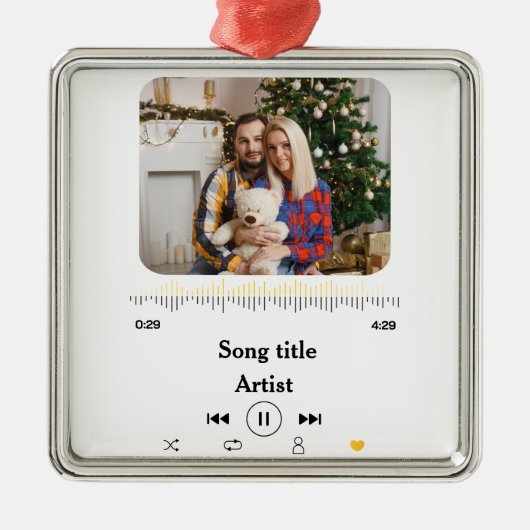 Aangepaste naam & fotoliefhebber voor het paar metalen ornament (Voorkant)