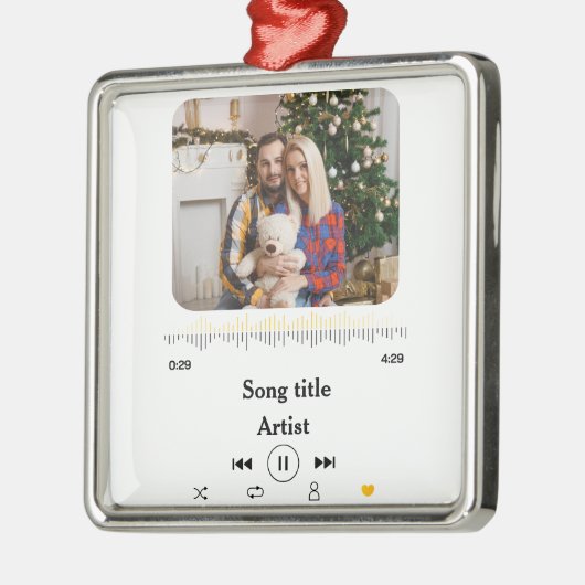 Aangepaste naam & fotoliefhebber voor het paar metalen ornament (Links)