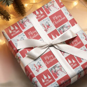 Aangepaste naam Fotopatroonrood kerst Cadeaupapier