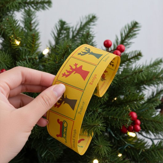 Aangepaste Naam Foto's Santa's Sleigh, Reinders Xm Grosgrain Lint