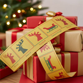 Aangepaste Naam Foto's Santa's Sleigh, Reinders Xm Grosgrain Lint