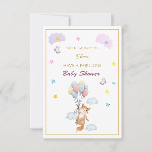 Aangepaste Naam Fox zwevende ballonnen Baby shower (Voorkant)