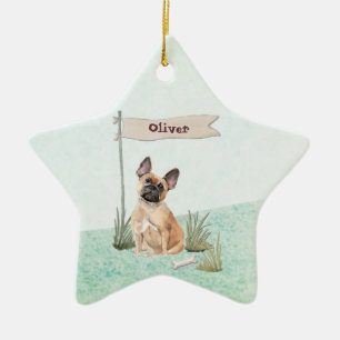 Aangepaste naam Franse Bulldog Huisdier Hond Keramisch Ornament