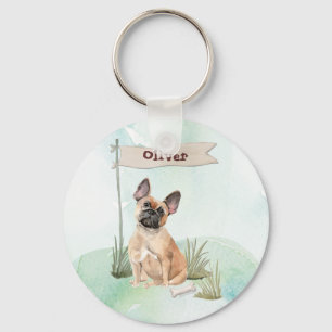 Aangepaste naam Franse Bulldog Huisdier Hond Sleutelhanger