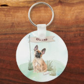 Aangepaste naam Franse Bulldog Huisdier Hond Sleutelhanger (Voorkant)