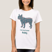 Aangepaste naam Franse Bulldog Ik hou van mijn Fre T-shirt (Voorkant)