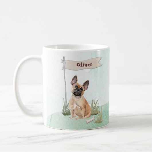 Aangepaste naam Franse Bulldog Pet Dog Koffiemok (Links)