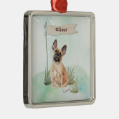 Aangepaste naam Franse Bulldog Pet Dog Metalen Ornament (Rechts)