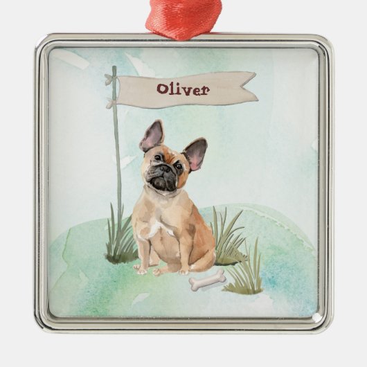 Aangepaste naam Franse Bulldog Pet Dog Metalen Ornament (Voorkant)