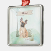 Aangepaste naam Franse Bulldog Pet Dog Metalen Ornament (Links)