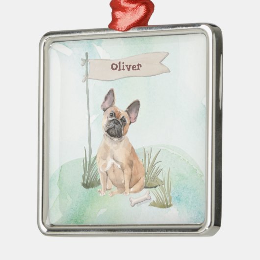 Aangepaste naam Franse Bulldog Pet Dog Metalen Ornament (Links)