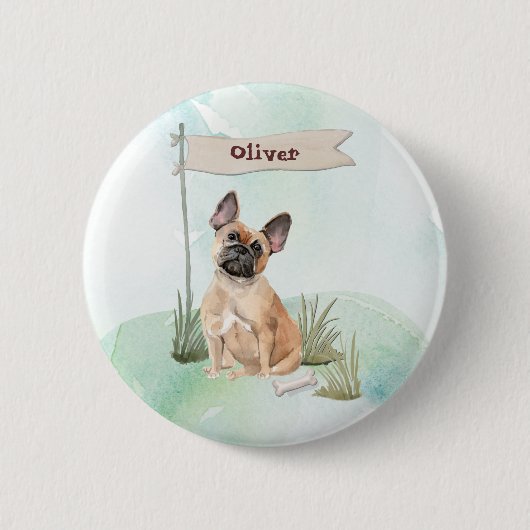 Aangepaste naam Franse Bulldog Pet Dog Ronde Button 5,7 Cm (Voorkant)