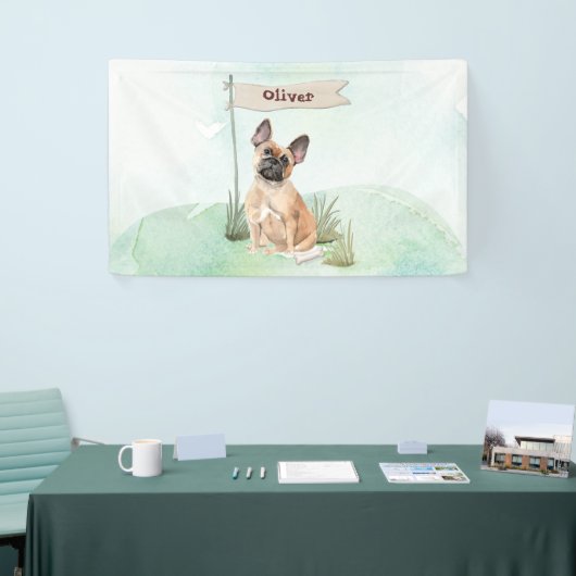 Aangepaste naam Franse Bulldog Pet Dog Spandoek (Beurs)