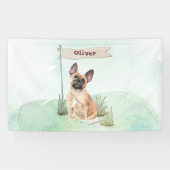Aangepaste naam Franse Bulldog Pet Dog Spandoek (Horizontaal)
